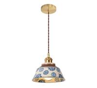 USMJQVZ Luminaires Suspendus en Porcelaine Bleue et Blanche de Chine, Suspension de Style campagnard pour îlot de Cuisine, Lustre Antique en céramique Nordique, Lampe Suspendue Moderne
