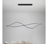 USMJQVZ Lustre Moderne à LED linéaire Noir à intensité Variable avec télécommande, Lampe Suspendue au Plafond Minimaliste, Hauteur réglable, pour Cuisine, Salle à Manger