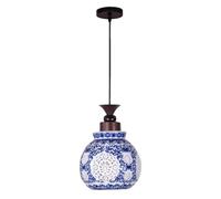 USMJQVZ Suspension en céramique à Motif Floral dessiné à la Main, Style rétro Ferme, réglable, Lampe Suspendue Classique Chinoise en Porcelaine Bleue et Blanche, idéale pour Salon, Chambre, Cuisine