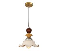 USMJQVZ Suspension en céramique chromée/Blanche de Style Ferme Vintage, Motif Fleurs Blanches, 20 cm (7,9 po), luminaire Suspendu réglable pour îlot de Cuisine, Salle à Manger ou Couloir.