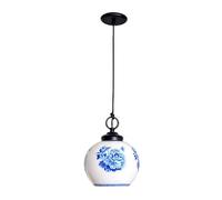USMJQVZ Suspension en Porcelaine Bleue et Blanche de Chine, Style Classique, Peinte à la Main, à Motifs Floraux. Luminaire Suspendu idéal pour Un îlot de Cuisine, Une Chambre ou Une Salle à Manger.