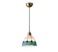 USMJQVZ Suspension en Verre Bleu de 6,3 Pouces de Large, plafonnier en Verre teinté, Lampe Suspendue Vintage en métal à Hauteur réglable pour Cuisine, Salle à Manger, Chambre à Coucher