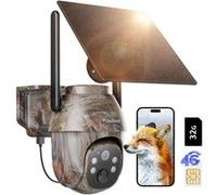 usogood 4G LTE Camera de Chasse Solaire,360°2K Camera Vision Nocturne Animaux, Carte SIM 32GB Carte Mémoire IP66 Waterproof Brune G