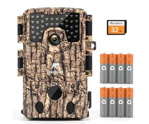 usogood Camera de Chasse 4K - Vision Nocturne Animaux, Camera de Surveillance Exterieur Étanche, Piege Photographique Infrarouge No Glow avec 8 Piles et Carte Mémoire