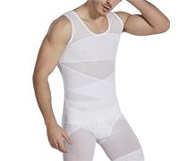 USOHJZ 1 pcs Hommes Shapewear Hauts Taille Corps Façonnant Manches Courtes Abdomen Trainer T-Shirt Ventre Minceur Gaine Corset(White,M)