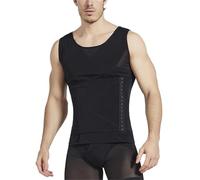 USOHJZ 1 pcs Hommes Shapewear Hauts Taille Corps Façonnant Manches Courtes Abdomen Trainer T-Shirt Ventre Minceur Gaine Corset(Black,2XL)