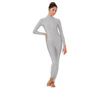 USOHJZ Combinaison de danse à manches longues en élasthanne for femme, combinaison ballet élégante une seule pièce for adulte pour Ballet(Gray,3XL)