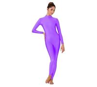 USOHJZ Combinaison de danse à manches longues en élasthanne for femme, combinaison ballet élégante une seule pièce for adulte pour Ballet(Purple,XS)