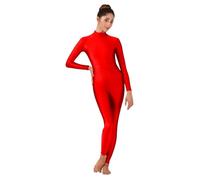 USOHJZ Combinaison de danse à manches longues en élasthanne for femme, combinaison ballet élégante une seule pièce for adulte pour Ballet(Red,3XL)