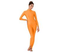 USOHJZ Combinaison de danse à manches longues en élasthanne for femme, combinaison ballet élégante une seule pièce for adulte pour Ballet(Orange,XL)