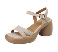 USOHJZ Sandales à talons épais, chaussures d'été for femmes avec plateformes imperméables(Beige,35)
