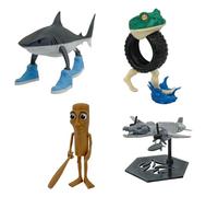 Usper 3D Tung Tung Tung Tung Sahur Figur, Italian Brainrot BRR BRR Patapim, Tralalero Tralala Figur Shark in Sneakers Viral AI Brainrot Animals Collectible Figurines (4PCS)