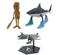 Usper 3D Tung Tung Tung Tung Sahur Figur, Italian Brainrot BRR BRR Patapim, Tralalero Tralala Figur Shark in Sneakers Viral AI Brainrot Animals Collectible Figurines (3PCS)