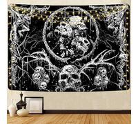 Usping Tapisserie murale à suspendre pour chambre à coucher Motif tête de mort Noir et blanc 150 x 210 cm