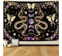 Uspring Serpent Boho Mandala Tapisserie murale à suspendre - Phase de lune - Grand papillon pour chambre à coucher, esthétique, noir et violet (150,1 x 210,1 cm)
