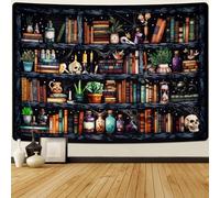 Uspring Tapisserie d'étagère - Tapisserie murale gothique vintage - Motif tête de mort - Motif chat noir - Tapisserie murale à suspendre pour chambre à coucher - Décoration d'intérieur (130 x 150 cm)