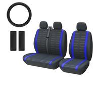 USQBUZHHK Protections siège 2 + 1 Housses Siège Auto Protecteur pour VW pour Caddy IV pour Crafter LT T4 T5(Upgraded Blue)
