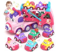 usrela Jouet de Camion pour Enfant 2 3 Ans Fille, 7 en 1 Camion Jouet avec Sons et Lumières, Cadeau Anniversaire Licorne Jeu pour 2 3 4 Ans Garcon Filles Enfant, Cars Bebe Jeux Camion