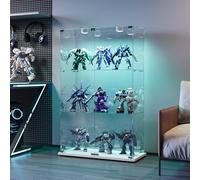 USROCAS Vitrine en Verre avec éclairage LED Tactile, Vitrine de Collection avec 2 Portes et 3 étagères, Meuble vitrine Moderne, pour Chambre, Salon et Salle à Manger, 123 x 78 x 35 cm, Blanc