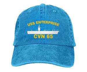USS Enterprise CVN 65 Vintage Sandwich Hat Baseball Casquettes Denim Chapeaux Cowboy, bleu, taille unique