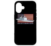 USS Gettysburg CG-64 Diagramme de Navire Drapeau américain Coque pour iPhone 16