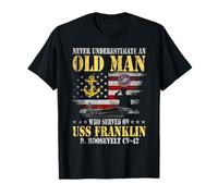USS Roosevelt CV-42 Porte-Avions Vétéran Papa Grand-père T-Shirt