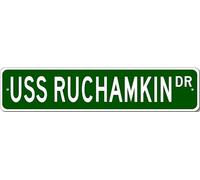 USS RUCHAMKIN LPR 89 Ship Navy Sailor Metal Street Sign