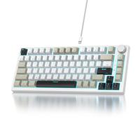 Ussixchare Clavier crémeux filaire à 75 %, clavier de jeu mécanique remplaçable à chaud, clavier personnalisé avec joint d'étanchéité, rétroéclairage RVB, interrupteur rouge, bouton de contrôle pour