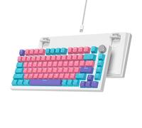 Ussixchare Clavier de jeu mécanique rose à 75 % avec joint d'étanchéité, clavier filaire personnalisé remplaçable à chaud, bouton rétroéclairé RVB, clavier TKL pour PC, ordinateur portable, Windows