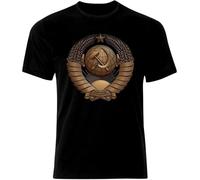USSR Army Russia Russland Soviet UDSSR Union Black Tee Round Neck Unisex Tops Men's 100% Cotton Short-Sleeve T-Shirts L