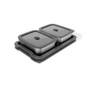 Weber Works 3400220 Lot de 5 Plateaux de Service, compatibles avec Les modèles Ardoise de 76 cm, Spirit EP (2025), composé de Plateau de Service, de 2 récipients avec Couvercle - Argenté/Noir