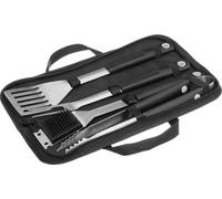 Ustensiles de barbecue en acier inoxydable et mallette en toile - fourchette, spatule, pince et brosse