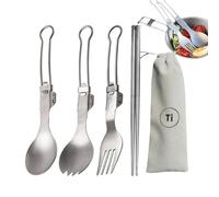 Ustensiles de Camping,Kit de 4 Pièces en Titane Pliable Réutilisable pour Couverts | Couverts De Camping Portatifs | pour Famille, Amis, Étudiants, Adultes, Hommes et Femmes, Repas Extérieur et Quotid
