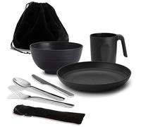 Ustensiles de Camping, kit de Mess de Camping ReaNea pour Voyage, Pique-, extérieur Comprend Un Couteau, Une cuillère, Une Fourchette, Un Ensemble de Couverts, Une Tasse, Un Bol, Une Assiette