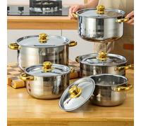 Ustensiles de cuisine 10 pièces à induction, casseroles et poêles, ensemble de casseroles en acier inoxydable, 5 pièces, avec 5 couvercles, ensemble de casseroles compatible induction