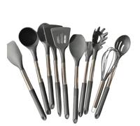 Ustensiles de cuisine 11 pièces en silicone et acier inoxydable de qualité alimentaire avec seau de rangement rotatif pour une cuisson et une organisation faciles 061099