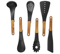 Ustensiles de Cuisine - Cheffinger - 6 Pièces - Manches Bois - Support Rotatif - Résistants Chaleur