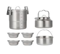 Ustensiles de cuisine de camping portables - Vaisselle d'extérieur - Poids léger - Pots de randonnée - Bouilloire - Bol - Ustensiles de camping portables durables - Équipement de randonnée