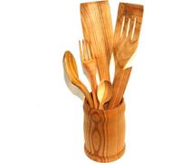 Ustensiles de cuisine en bois de cerisier dans une tasse | Ensemble d'accessoires de cuisine en bois | Outils de cuisine écologiques | Cherry wood utensils