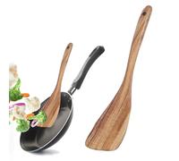 Ustensiles de cuisine en bois - Ensemble d'ustensiles de cuisine en teck - Cuillère et spatule en bois de teck - Cuillère de cuisine non collante - Fourchette à salade avec fente non fente pour cuire