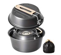 Ustensiles de Cuisine en Camping, Articles Cuisinier Portables pour extérieur, Fournitures kit avec Construction Aluminium, Pique-Nique, randonnée, Pot6.1x3.35in, Pan5.51x1.97in, théière 6.69x3,74 in