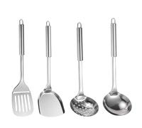 Ustensiles de Cuisine Ensemble en Acier Inoxydable 4pcs / Ensemble Spatule en Acier Inoxydable Spatule Mur résistant à la Chaleur Souppe à Soupe pour Les ustensiles de Wok Chinois Accessoires