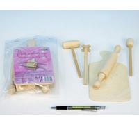 Ustensiles de cuisine planche à découper, rouleau à pâtisserie, maillet en bois 20cm