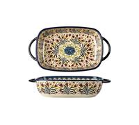 Ustensiles de cuisson Bol de cuisson à Double oreille, plat, ménage en céramique rétro vaisselle poignée bol salade profond Plaques de four(27.6cm)