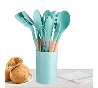 Ustensiles de cuisson en silicone - 12 pièces outil de cuisine sans poignées en bois, aliments résistants à la chaleur | Safe pour faire fonctionner un seau complet de stockage utensi