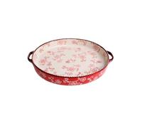 Ustensiles de cuisson Poêle à Pizza ronde en céramique Double oreille, four avec plateau de riz spécial for fromage domestique Plaques de four(Red)