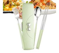 Ustensiles de pour avec étui Couverts Réutilisables en | Cuillère et fourchette portables pour Femmes Hommes Étudiants urs Randonneurs Camping Bureau Camping-car Backpacking