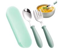 Ustensiles de repas pour | Fourchette Cuillère Lavables Au Lave-vaisselle Avec Étui | Ustensiles en acier inoxydable pour | Pour Maison École Déjeuner Voyage Extérieur Crèche Camping