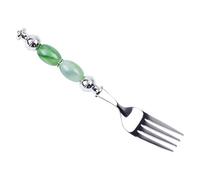 Ustensiles de salle à manger pratiques à poignée colorée, couverts en acier inoxydable, vaisselle imitation jade pour cafés et goûters, repas en plein air, fourchette sans rouille
