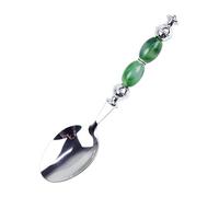 Ustensiles de salle à manger pratiques à poignée colorée, couverts en acier inoxydable, vaisselle imitation jade pour cafés et goûters, repas en plein air, fourchette sans rouille